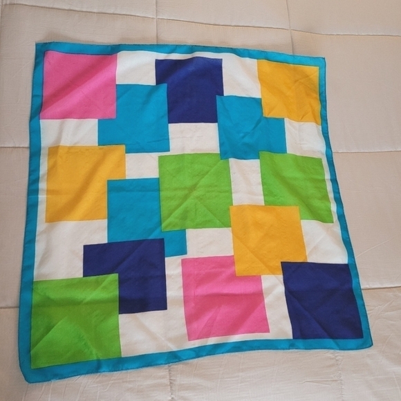 Colorblock Geometric Silky Scarf - Picture 1 of 6